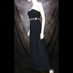 Teeze Me Navy Long Prom Dress Strapless Pleated